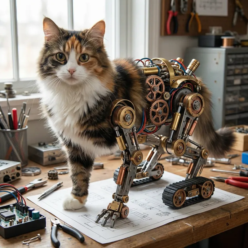 Hybrid Cat-Robot: Unique Desk Companion