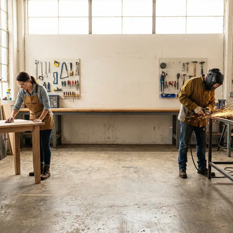 Workspace with Two Workers and Center Space