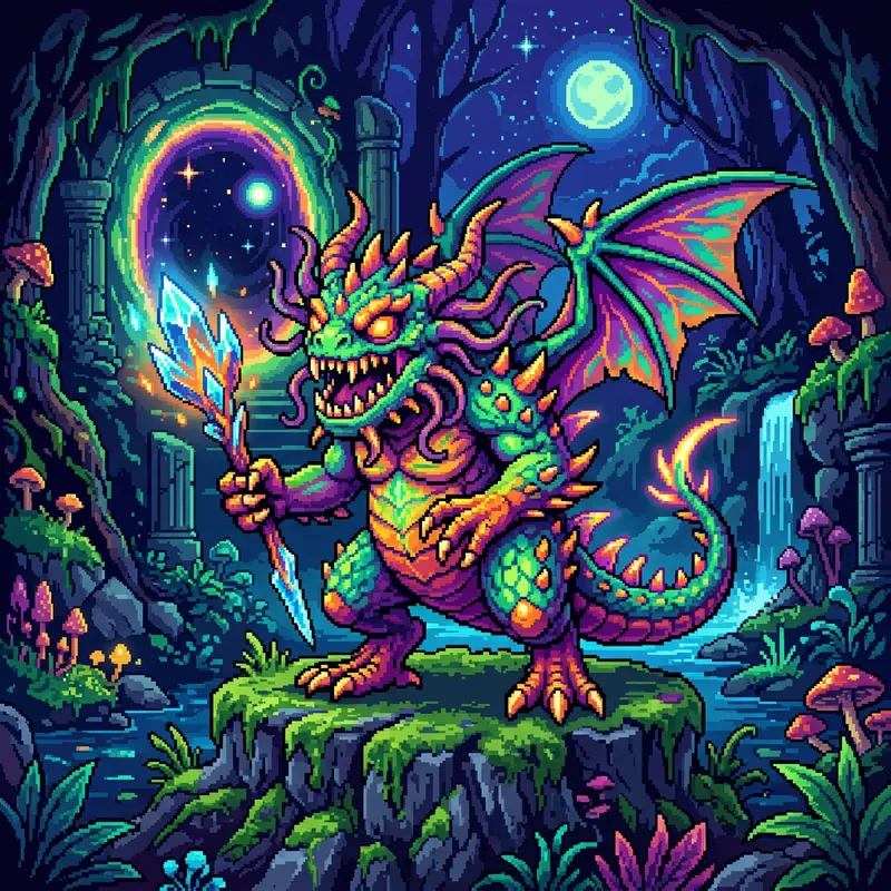 Vibrant Pixel Art Monster - Retro Fantasy Creature