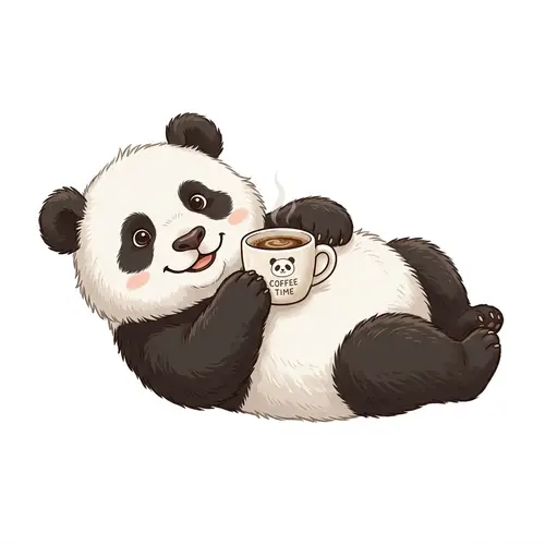 Cute Panda with Coffee Cup - Adorable Imagery