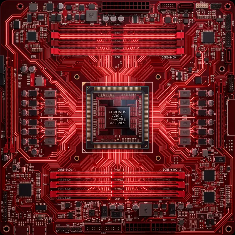 Detailed Red Electronic Circuit Illustration