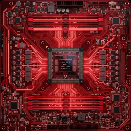 Detailed Red Electronic Circuit Illustration