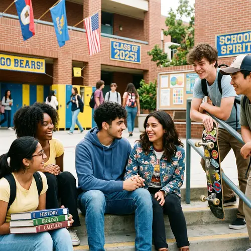 Teenage First Love Story: School Setting with Diverse Friends
