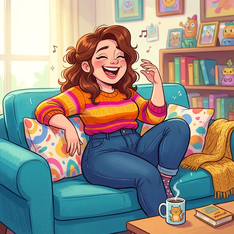 Playful Sister in Colorful Cartoon Art Playful Sister in Colorful Cartoon Art