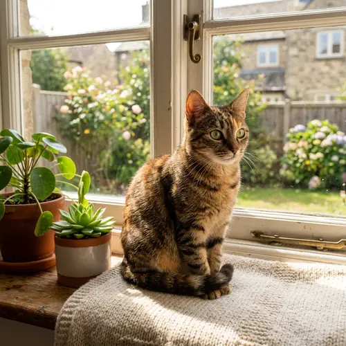 Discover Peaceful Domestic Cat on Window Sill | Your Website