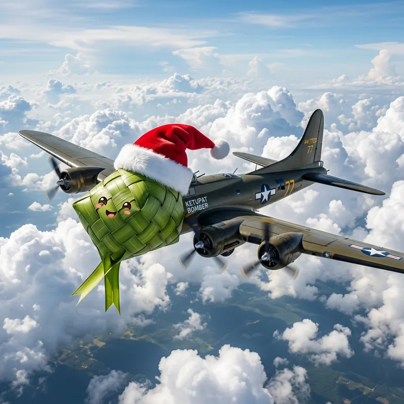 B-17 Bomber with Ketupat and Santa Hat B-17 Bomber with Ketupat and Santa Hat