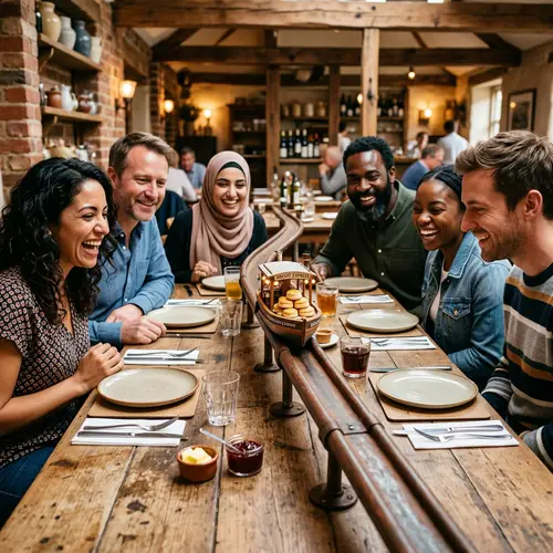 Anticipating Biscuit Delivery from Unique Bumboat | Rustic Dining Scene