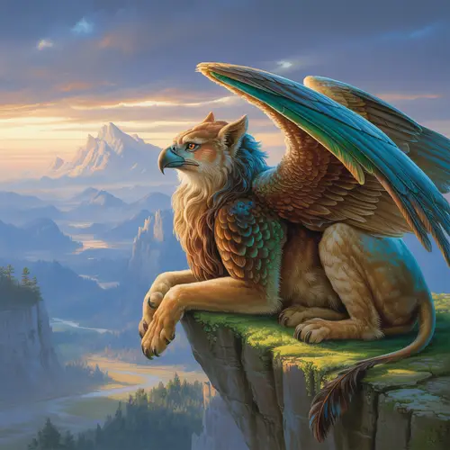 Mystical Creature on a Cliff - Fantasy Art