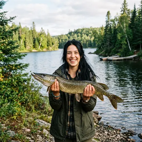 Girl with Black Hair Holding a Big Fish
