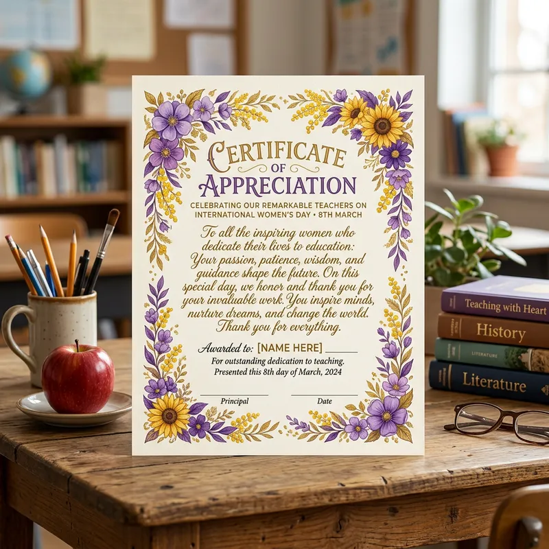 Beautiful Teacher's Day Certificate | Elegant Floral Design Beautiful Teacher's Day Certificate | Elegant Floral Design