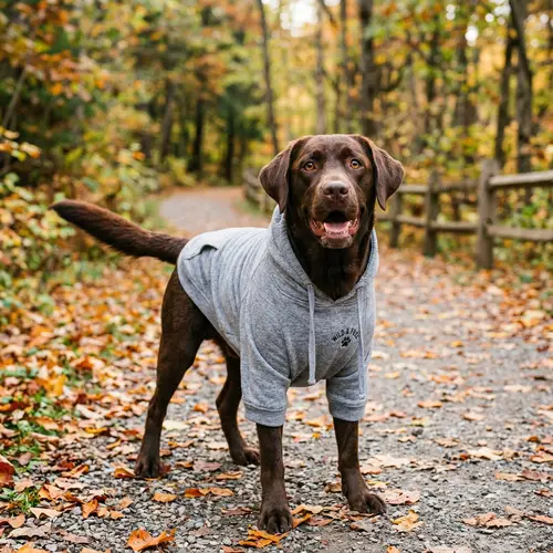 Chocolate Labrador Dog in Nike Hoodie | Cute Pet Fashion