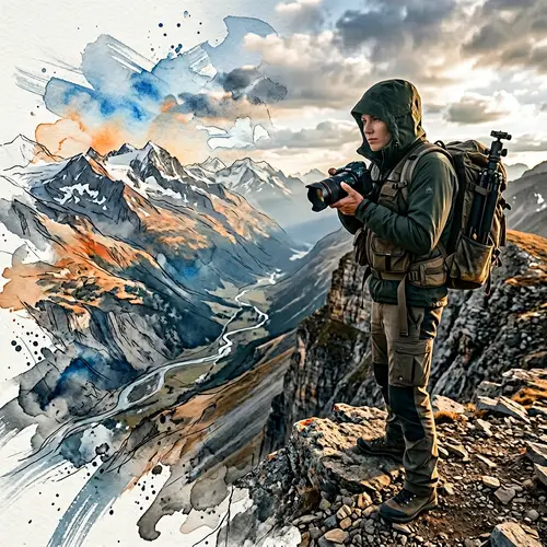 Professional Photographer at Mountain Cliff Edge