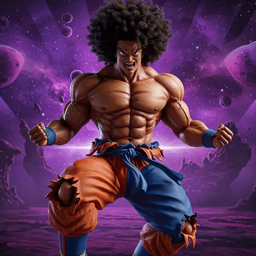 Mixed Race DBZ Character in Bodybuilder Pose