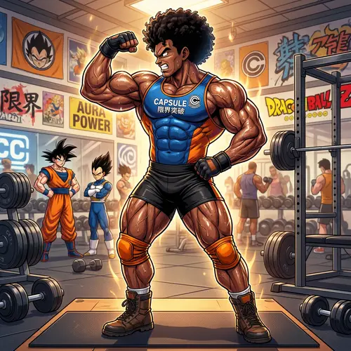 Mixed Race DBZ Character in Bodybuilder Pose