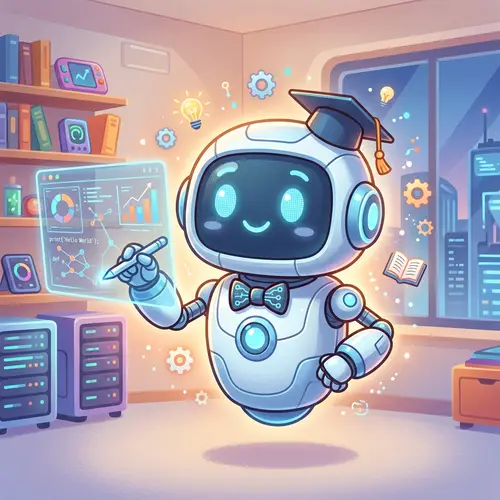 Charming and Intelligent AI Character Illustration