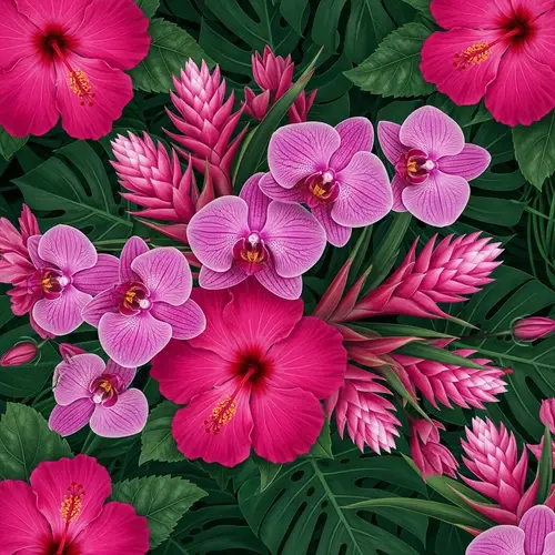 Tropical Fuchsia and Pink Floral Patterns
