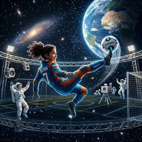 Eliyan Playing Football in Space | Cosmic Soccer Fun