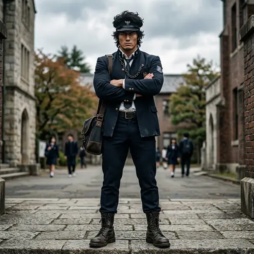 Jotaro - Unique and Stern Male Character in Japanese School Uniform