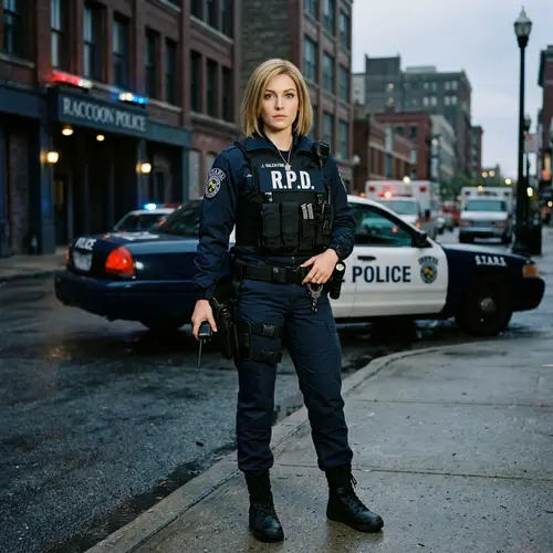 Blonde Jill Valentine in S.T.A.R.S. Uniform