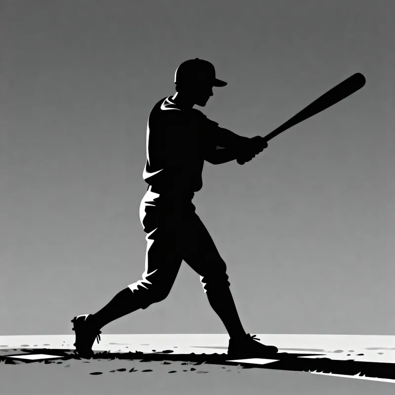 Silhouette of a Baseball Player in Action