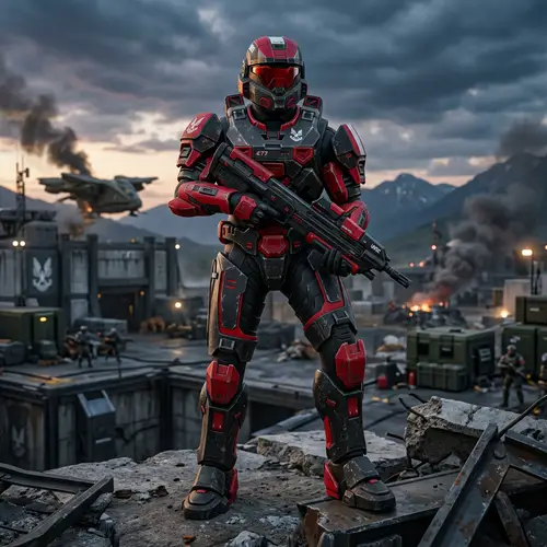 Red & Black Halo Spartan Armor Design
