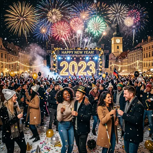 Celebrate New Year 2023 with Colorful Fireworks and Joyful Cheers