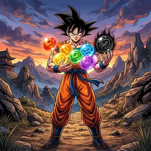 Goku Dragon Balls - Colorful Orbs Displaying Dragon Shapes