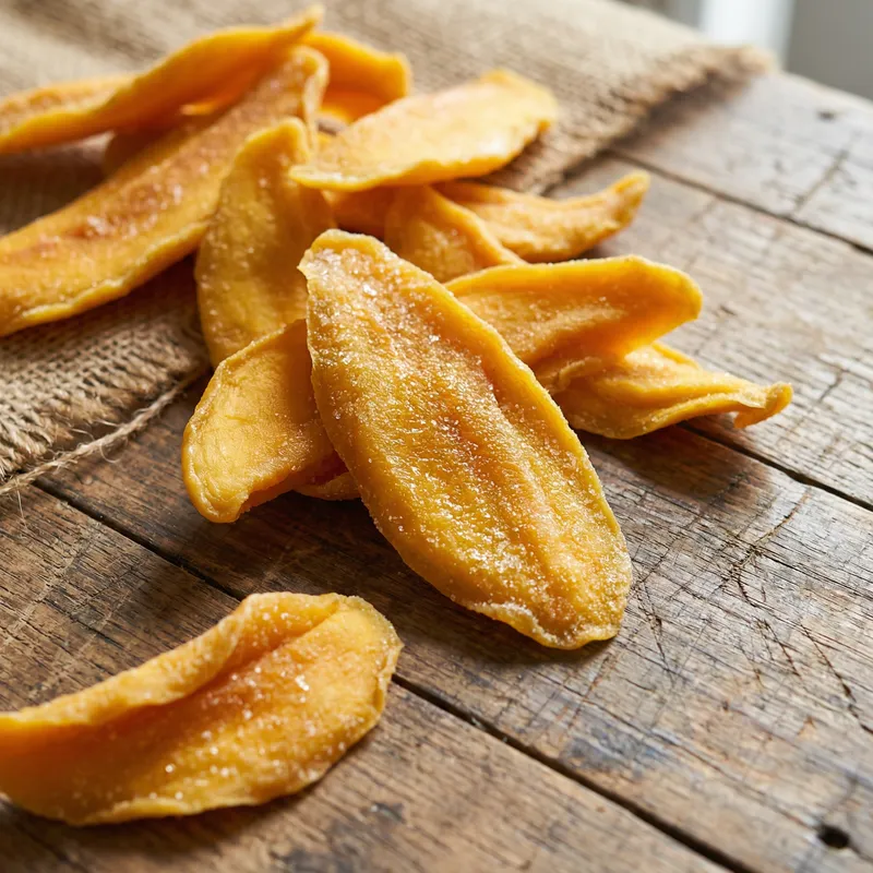 Organic Dried Mango Slices | Natural Rustic Presentation