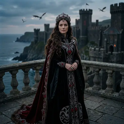 Targaryen Woman with Long Wavy Hair and Pearl Diadem