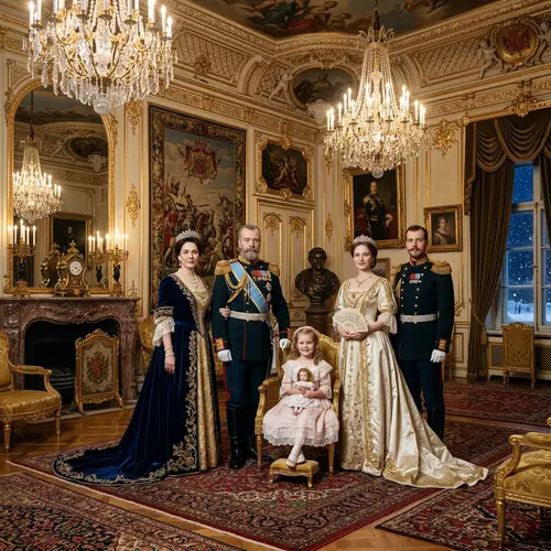 Opulent Imperial Russia Style Room with Royal Family Portrait