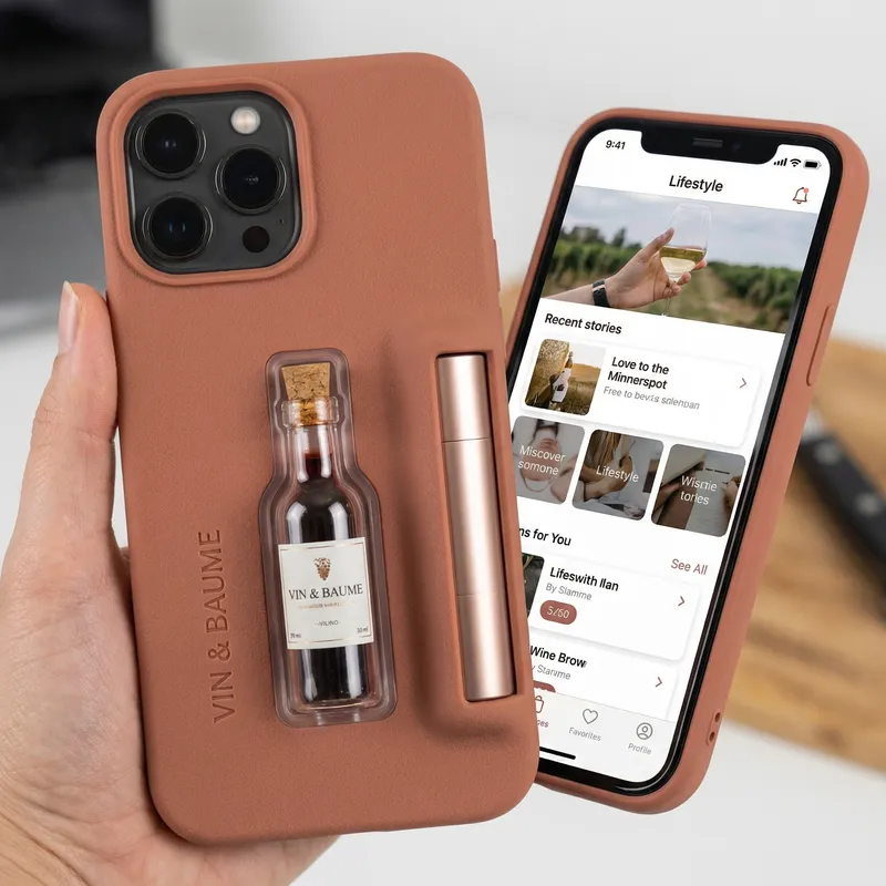 Mini Wine Bottle iPhone Case with Lip Balm Compartment