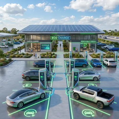 Futuristic Petrol Station with EV Charging for Energy Age