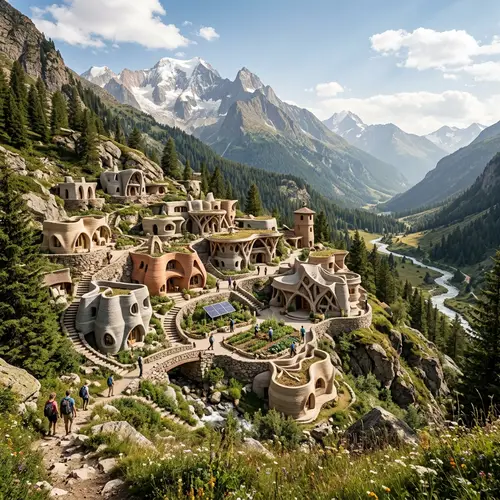 3D Printed Village in Mountain Nature