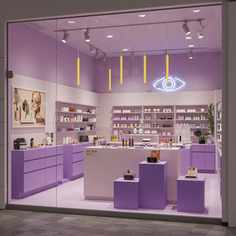 Stylish Boutique Store Design with Glass Frontage