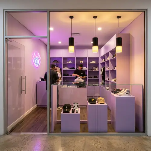 Stylish Boutique Store Design with Glass Frontage