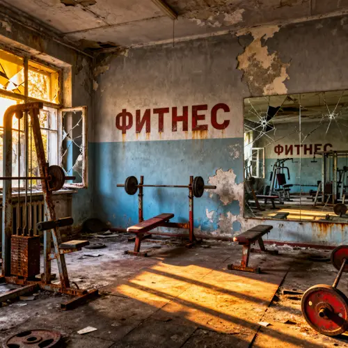 Abandoned Gym with Cyrillic Letters - HDR Processing