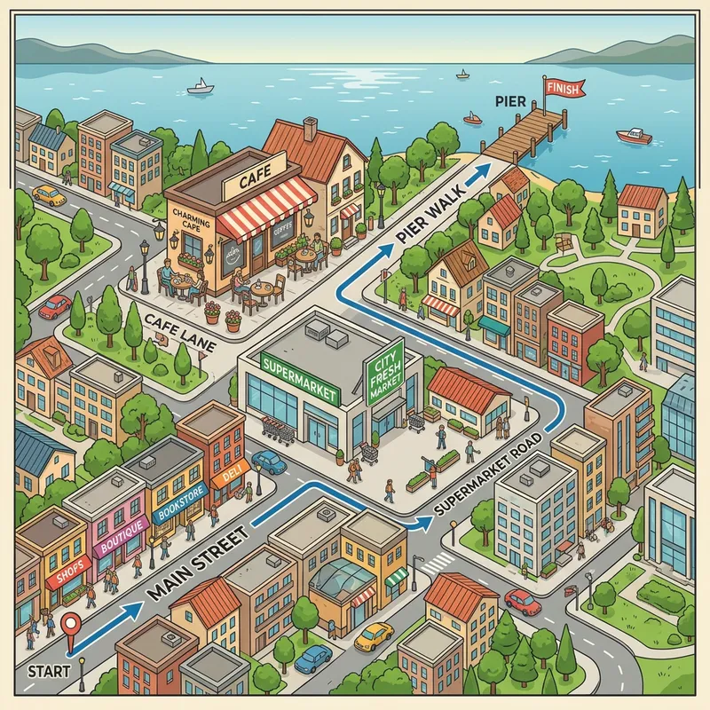 City Route: Main Street, Supermarket, Cafe & Pier City Route: Main Street, Supermarket, Cafe & Pier