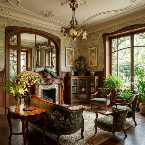 Art Nouveau Style Room Design: Organic Shapes, Curved Lines, Opulent Furniture
