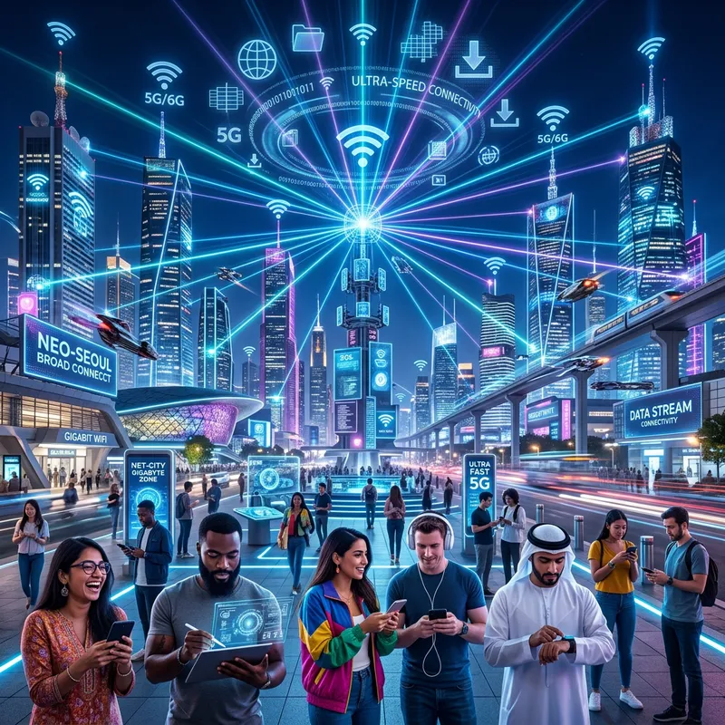 Futuristic Wifi Technology in Smart City | High-tech Connectivity Futuristic Wifi Technology in Smart City | High-tech Connectivity