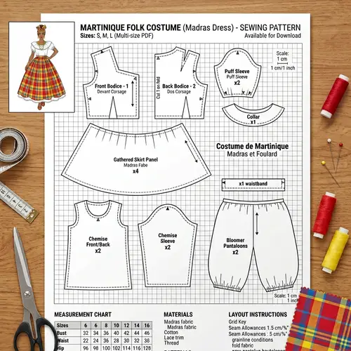 Download Martinique Folk Costume Pattern