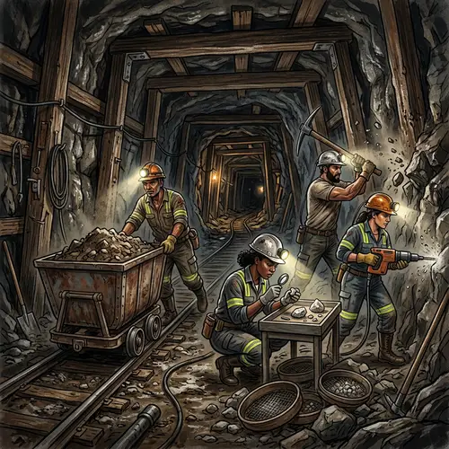 Detailed Illustration of Diamond Mining Process