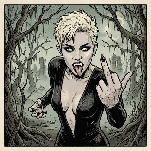 Goth Vampire Art: Halftone Comic Style Design