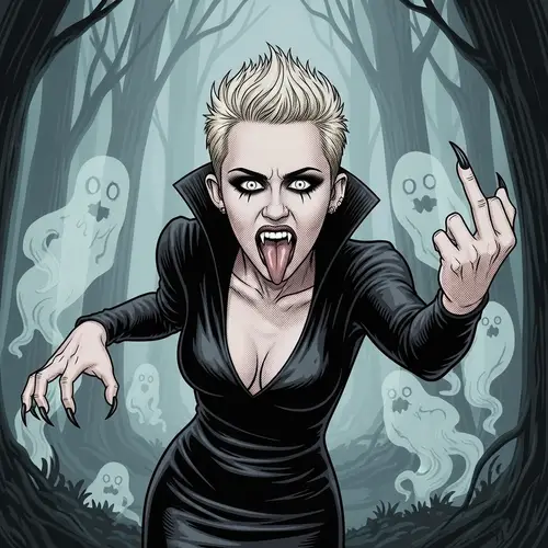 Goth Vampire Art: Halftone Comic Style Design