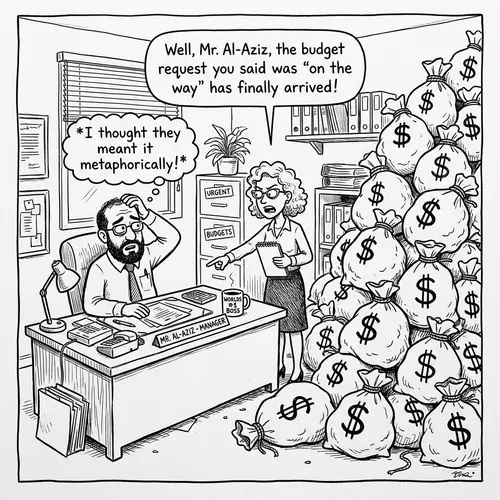 Office Humorous Cartoon: Manager and Secretary