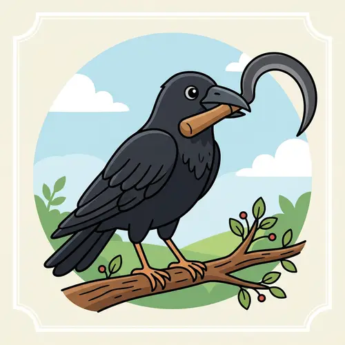 Crow with Sickle Clipart: Unique Illustration for Your Design
