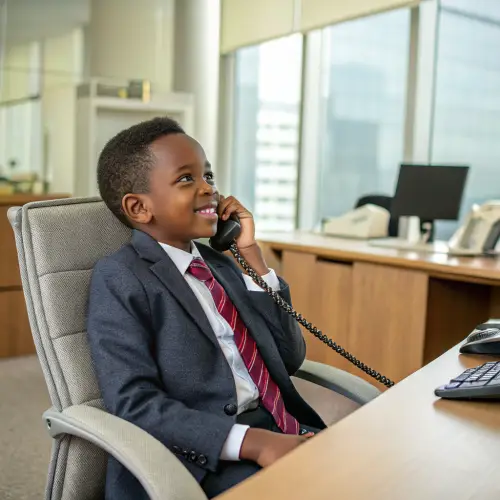 African Boy Business Executive in Office