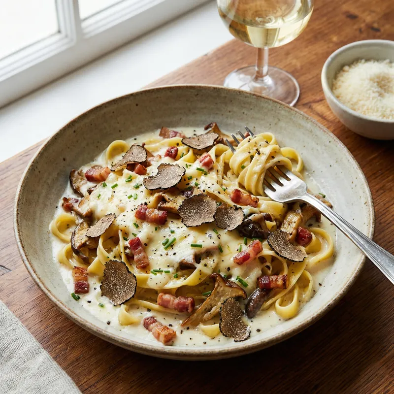 Delicious Creamy Pancetta & Mushroom Truffle Recipe