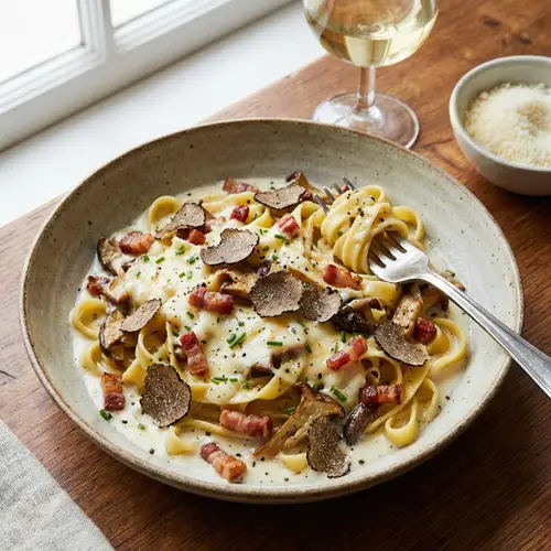 Delicious Creamy Pancetta & Mushroom Truffle Recipe