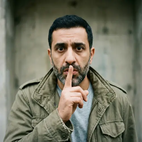 Middle Eastern Man Gesturing for Silence | Silent Expression
