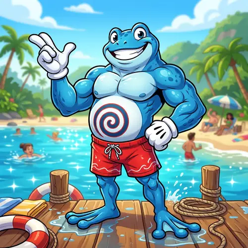 Poliwrath in Speedos: Cartoon Character Fun